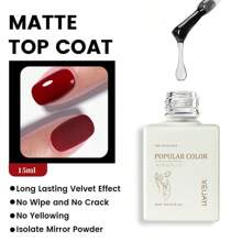 XEIJAYI 1瓶15毫升哑光免擦拭封层凝胶，持久UV卸甲凝胶指甲油二合一 - 無色 - 查看 2