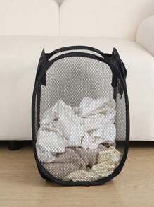 1pc Cesto de roupa dobrável, cesto de malha para armazenamento de roupas sujas