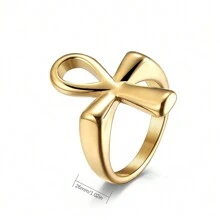 Minimalist Men Cross Faith Vintage Stainless Steel Ring, Silver/Gold/Black, Size 8-13