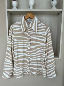 Long Sleeve Shirt/Women/Zebra Print - Màu be - Xem 1