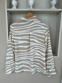 Long Sleeve Shirt/Women/Zebra Print - Màu be - Xem 2