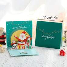 1 张 3D 圣诞贺卡，带有卡通圣诞树和企鹅、手写信息、圣诞节 - 彩色 - 查看 18