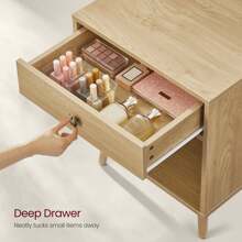 VASAGLE Nightstand, Small Bedside Table With Drawer, Open Compartment, And Pine Wood Legs, For Living Room Bedroom, 15.7 X 19.7 X 22.8 Inches - gừng - Xem 2