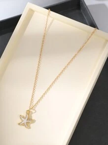 1 Collar bohemio de playa elegante con colgante de estrella de mar para uso diario