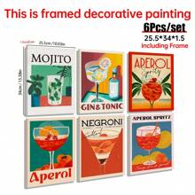 6pcs/Set Cartoon Canvas Print Posters, Juice Mojito Canvas Wall Art, Wall Decor For Living Room, Bedroom, Bathroom, Office, Hallway, Kitchen, Unframed - Multicolor - View 19