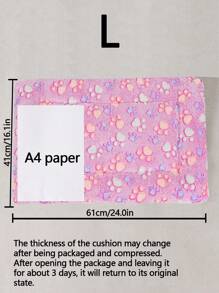 1pc Coral Fleece Paw Print Pattern Warm Washable Pet Pad, Suitable For Mini And Extra Small Cats/Dogs, All Season Sleeping Mat (Please Note: This Is A Thin Pad Without Filling, Only Suitable For Small Pets! Recommend Buying One Size Larger For More Comfort. After Receiving, Please Manually Fluff And Place For 3-5 Days To Restore The Original State) - Pink - View 13