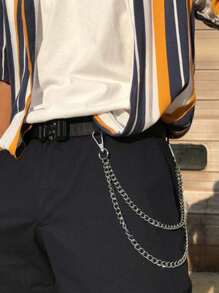 1 件新款裤链，复古设计，时尚男士裤链牛仔裤链朋克嘻哈裤链腰链，双链设计时尚实用，适合多种裤型