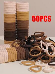 200pcs/100pcs/50pcs/30pcs/20pcs Black Solid Color Elastic Hair Bands, Everyday Wear, Simple & Durable, Thick Ponytail Holders, Minimalist & Elegant, High Stretch Seamless Hair Accessories, Suitable For Daily Life, Showering, Split Ends, Can Be Christmas/New Year Gifts - Multicolor - View 6