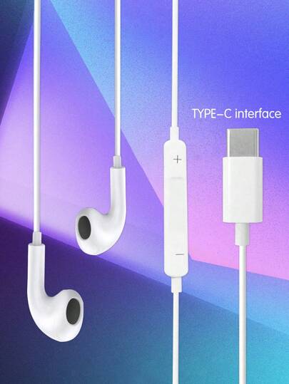 Wired In-Ear Headphones With Type-C Port, Deep Bass, High-Fidelity, Noise Cancellation, Compatible With Xiaomi, VIVO,  And Other Type-C Devices