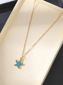 1 Collar bohemio de playa elegante con colgante de estrella de mar para uso diario