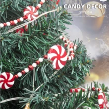 1 件 1.2 米纯色圣诞糖果花环，DIY 装饰，带流苏、珠子、风车、薄荷糖，适用于圣诞场景装饰 - 彩色 - 查看 4