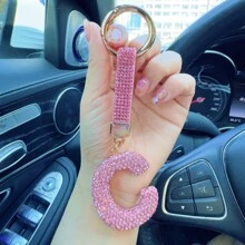 1pc Pink Letter Car Key Chain - Pink - View 3