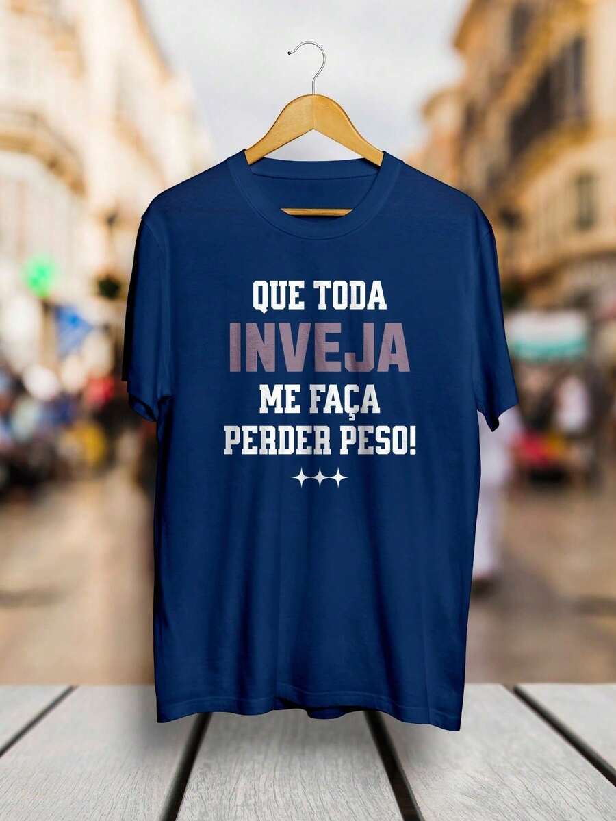Street Funny Phrases Short Sleeve T-Shirt Premium Cotton - 藏蓝色 - 查看 1