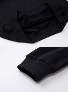 Back Print Hoodie Men Vintage Oversized Sweatshirt Men's Gothic Black Streetwear 400g - Black - View 5