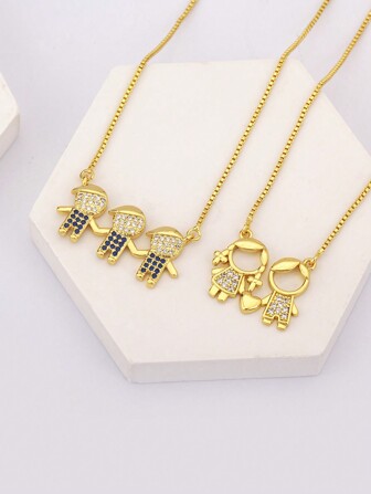 1 件情人节白色方晶锆石 18k 镀金铜材质吊坠项链，送给情人的优雅珠宝礼物