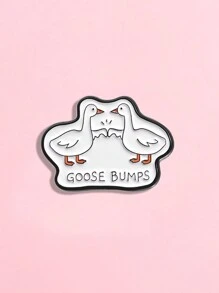 1pc Creative Cartoon Geometric Little White Duck Shape English Letter Metal Brooch Student Children Brooch Party Daily Wear Gift For Friends - Multicolor - View 1
