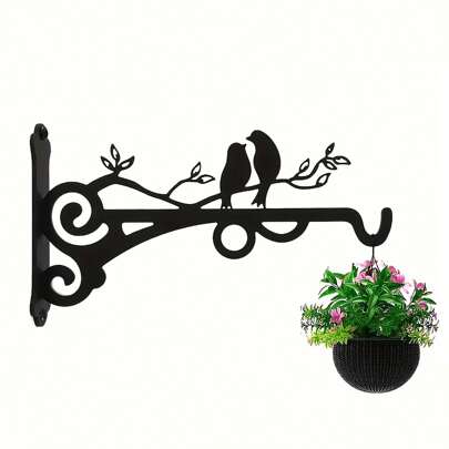 1pc Classic Black Metal Plant Hanging Brackets – Wall Mounted Hooks For Garden Lanterns, Bird Feeders, Flower Baskets, Indoor And Outdoor Decor