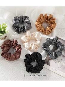 12pcs Women Pink Khaki Solid Casual Scrunchie For Daily Life Scrunchies Hair Ties Scrunchy Hair Ties