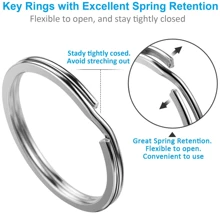 Set de 10/20/30/45/75/100 anillos planos de 1 pulgada para llaves, cadenas partidas metálicas de llaves, anillos planos para accesorios de llaves del hogar, auto y oficina (5 colores) - llavero - Ver 3