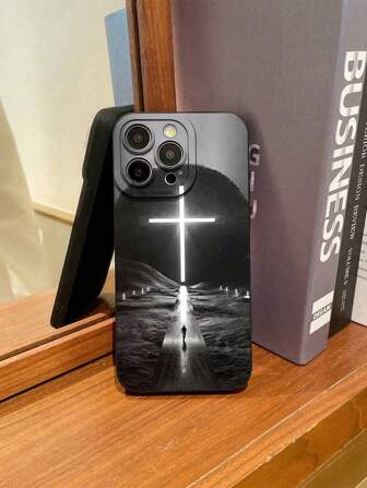 哥特式穿孔直边十字彩绘防震手机壳兼容 14 Pro Max、13、11、XR、7/8，兼容三星 Galaxy A03s、A03 Core、A04、A12、A13、A14、A21s、A22、A23、A24、A32、A33、A34、A51、A52、A53、A54、A71、A72、A73、S20 FE、S21、S22，兼容 Redmi 9、9A、10A、10C，兼容 Redmi Note 9、10、11、12、12C 防水防摔防刮