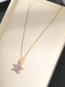 1 Collar bohemio de playa elegante con colgante de estrella de mar para uso diario