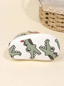 1 双男孩卡通恐龙钩环设计平顶可爱高帮休闲软底爬鞋，适合春秋季 - 杏色 - 查看 7