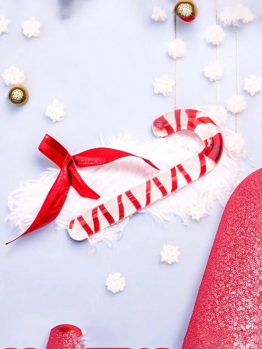 Clear Glass Candy Cane Christmas Decoration Ornaments, Holiday Gift For Girlfriend - Multicolor - View 1