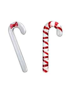 Clear Glass Candy Cane Christmas Decoration Ornaments, Holiday Gift For Girlfriend - Multicolor - View 5