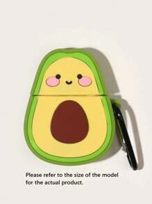 3D卡通牛油果笑脸防摔硅胶钥匙扣收纳盒耳机保护壳兼容Apple AirPods 1/2/Pro/3和FreeBuds