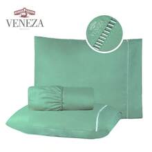 2-Piece Micro Percale 400 Thread Count Single Sheet Set With Stick Stitch - 綠色 - 查看 1
