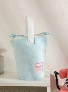 1 件毛绒办公桌收纳笔筒，大容量立式铅笔盒化妆刷收纳袋 - 彩色 - 查看 13