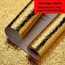 3m/5m Gold/Silver Aluminum Foil Self-Adhesive Wall Sticker For Kitchen Stove Backsplash, Waterproof, Moisture-Proof, Oil-Proof, Fireproof, Heat Resistant, Trimmable Wall Protector Paper