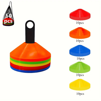 52pcs/Set For Storage Of Football Training Logo Discs, Logo Cones, Training Footsteps Set, Logo Disc Set, Basketball Logo Disc, Training Roadblocks