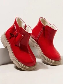 1双时尚、优雅、保暖轻便的儿童雪地靴，适合假日穿着 - 玫瑰紅 - 查看 5