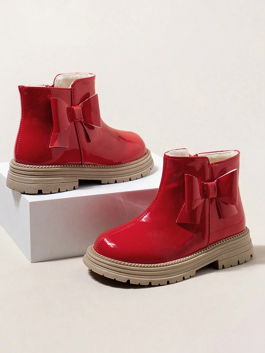 1双时尚、优雅、保暖轻便的儿童雪地靴，适合假日穿着 - 玫瑰紅 - 查看 1