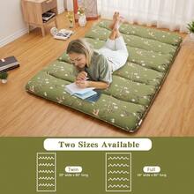 Foldable Japanese Futon Mattress, Floral Print Floor Mattress, Roll-Up Tatami Mat, Camping Pad, Five-Line Arc Wave - Chim ruồi xanh - Xem 3