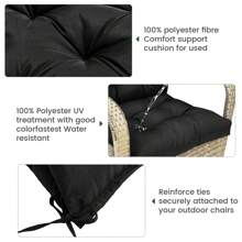 Garden Chair Cushion, Seat Cushion And Back Cushion, UV-Light-Resistant, Waterproof Chair Cushion, Indoor And Outdoor Cushion, Upholstered Cushions, Chair Cushion - 黑色 - 查看 7