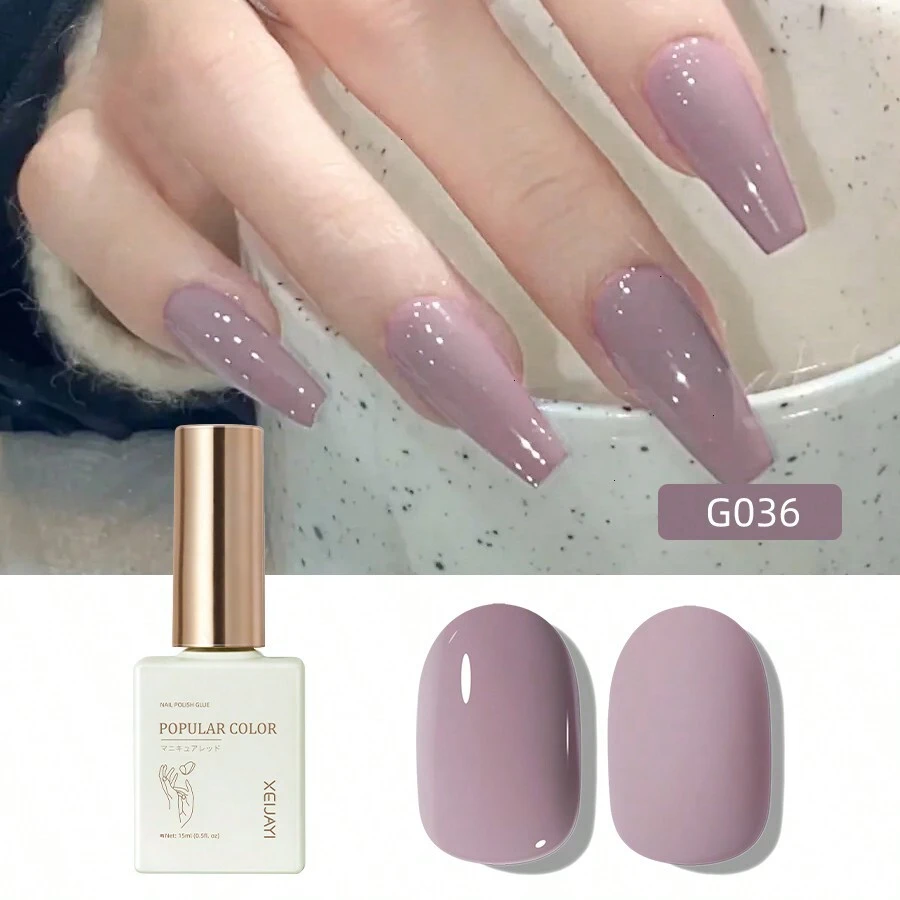 1 Bottle 15ml Light Purple Glossy Gel Nail Polish, 15ml Removable Glitter Gel Nail Polish, Suitable For All Seasons - Home Manicure Salon DIY Nail Art Decoration Gift