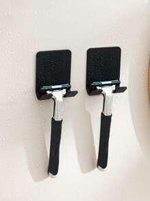 1pc Punch-Free Plastic Shaver Hook, Multifunctional Adhesive Wall Hanger For Clothes, Bags, Power Cords, Etc. In Bathroom Home Bathroom Decor Fall Decor Back To School