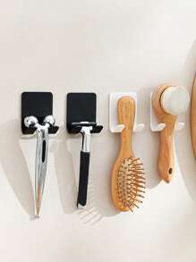 1pc Punch-Free Plastic Shaver Hook, Multifunctional Adhesive Wall Hanger For Clothes, Bags, Power Cords, Etc. In Bathroom Home Bathroom Decor Fall Decor Back To School