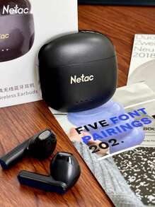 NETAC Auriculares inalámbricos Bluetooth TWS Netac, excelente calidad de sonido 5.3 con emparejamiento automático, ligeros, auriculares inalámbricos con micrófono, compatibles con iPhone, Android, para juegos, auriculares y altavoces, micrófono, regalos para vacaciones, regalos del Día de San Valentín, regalos de Navidad, imprescindibles para otoño e invierno