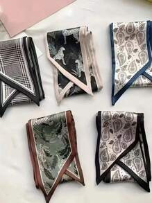 5 قطع/مجموعة وشاح حريري بولي بيستر بطبعة البيزلي للنساء، وأوشحة الرقبة والشعر، مناسبة كإكسسوارات شعر يومية، لتغليف الحقائب والهدايا، وتزيين العمائم والشراشف الرياضية، للمدرسة والجامعة، وأشرطة الرأس