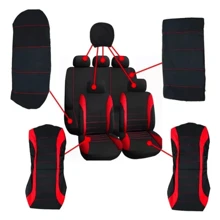 10 Piezas Juego de Fundas para Asientos de Coche, Universal, Accesorios para Automóvil - Rojo - Ver 4