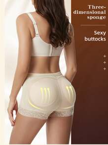 1 peça de calcinha modeladora com bojo falso de renda para mulheres, aumento do bumbum, emagrecimento do abdômen