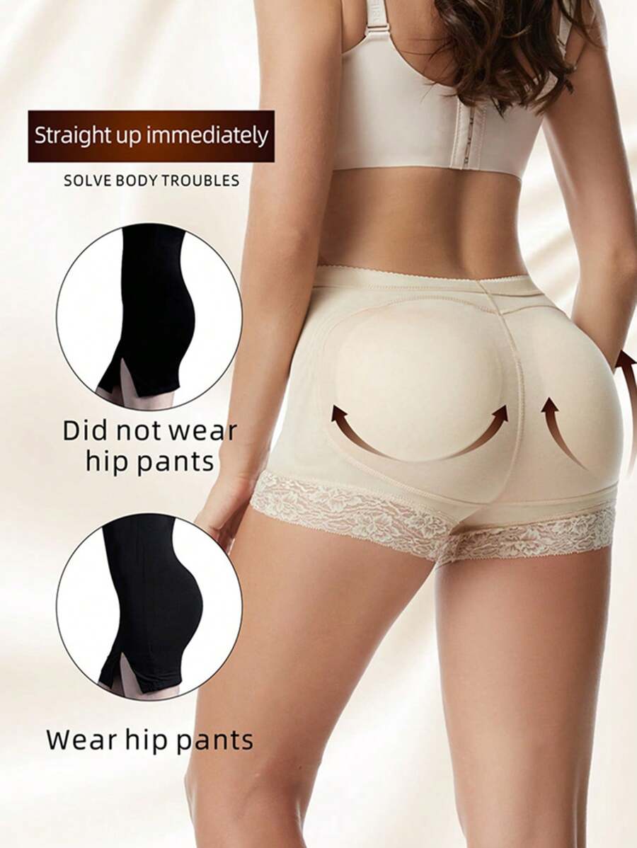 1 peça de calcinha modeladora com bojo falso de renda para mulheres, aumento do bumbum, emagrecimento do abdômen