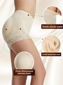 1 peça de calcinha modeladora com bojo falso de renda para mulheres, aumento do bumbum, emagrecimento do abdômen