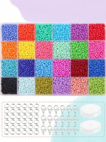 24 colores aproximadamente 9000 cuentas de vidrio opacas de 3mm, mosquetón de bucle abierto y cuerda elástica, color macaron y color Morandi, regalo de vacaciones de verano para hacer pulseras, collares y joyería DIY