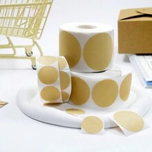 TYFYO 500张/卷牛皮纸贴纸圆形空白标签手工礼品标签纸DIY信封封口贴纸文具，圣诞节情人节