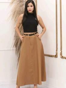 Women Skirts - 摩卡棕 - 查看 1