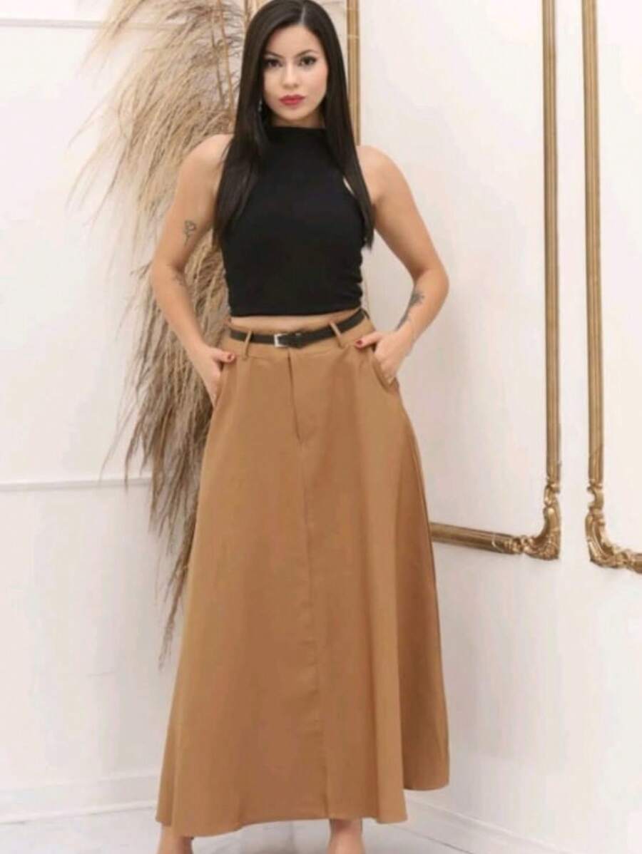 Women Skirts - 摩卡棕 - 查看 1